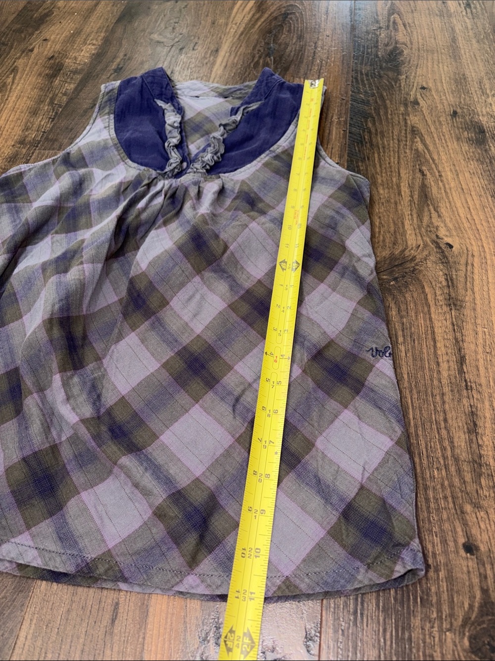 Volcom Purple Plaid Ruffle Yoke Tank - Picture 3 of 8
